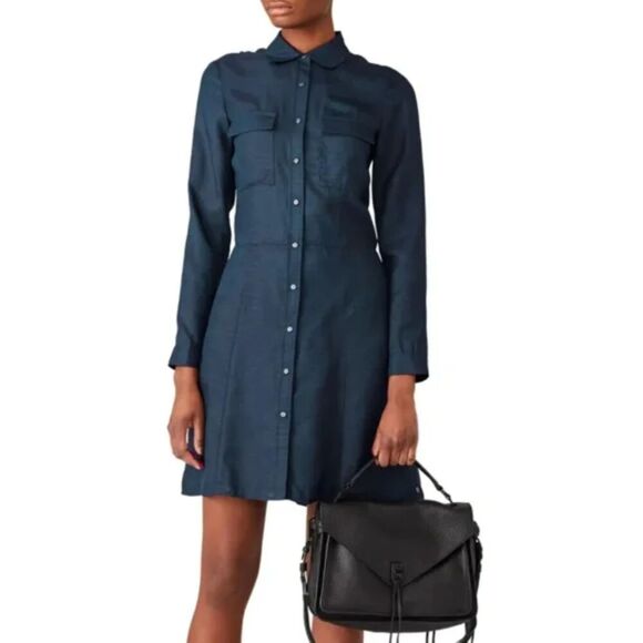 Scotch & Soda Dresses & Skirts - Scotch & Soda Maison Scotch Dark Blue Shirt Dress with Pin Stripes Size M